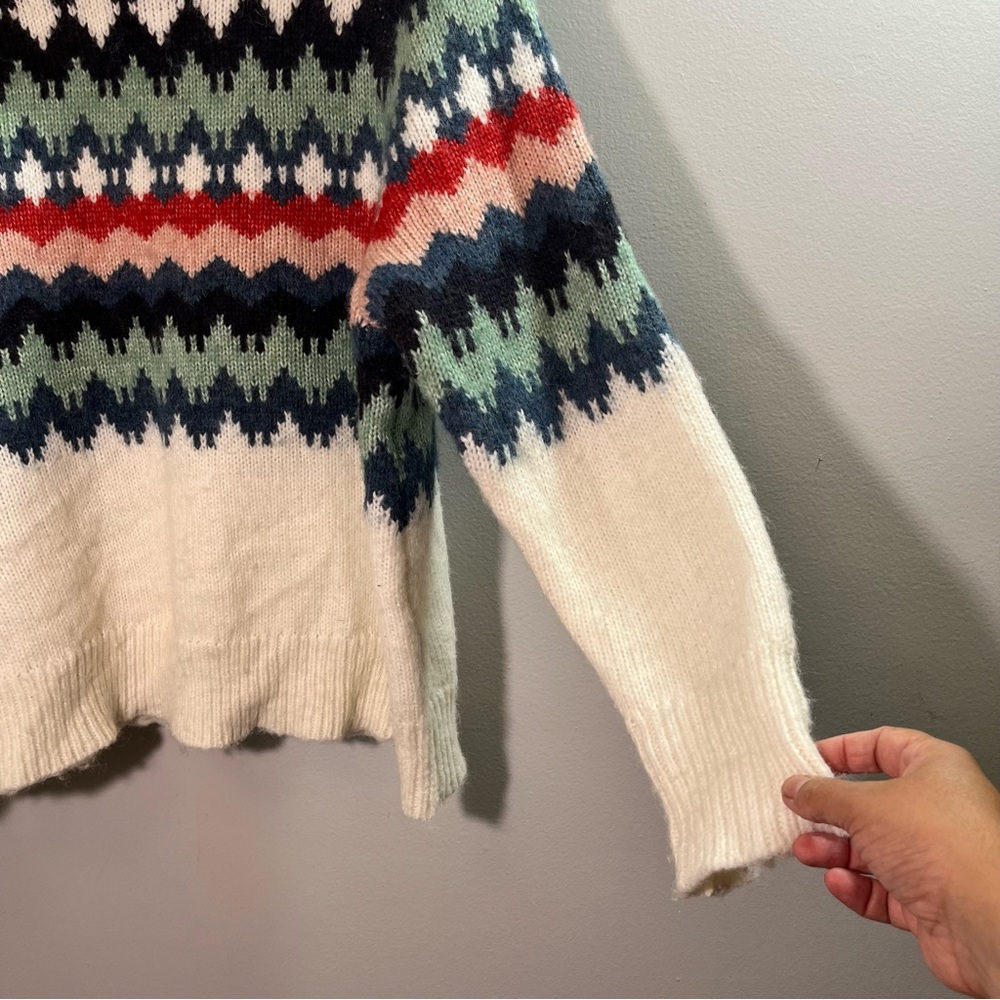 Mia & Tess Multicolor Fair Isle Cowl Neck Sweater Cozy Winter Sweater Size S - Picture 6 of 14